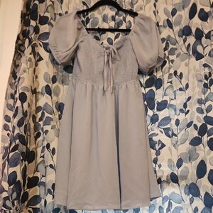 Elegant Baby Blue Puff Sleeve Dress Size M